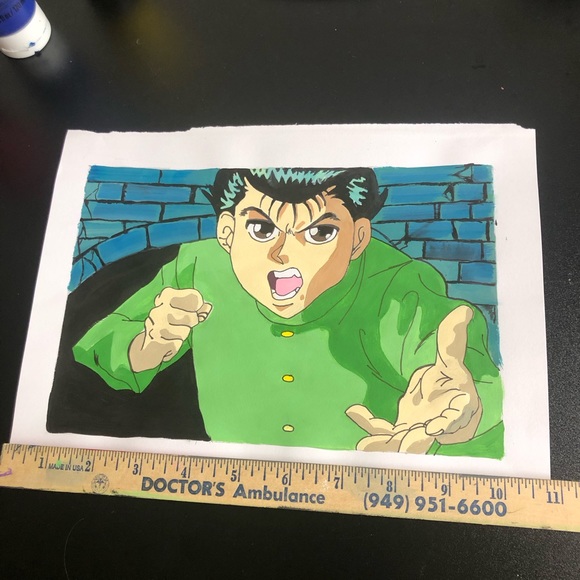 YuYu Hakusho Yusuke Urameshi Anime acrylic painting on paper poster art - Picture 3 of 4